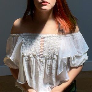 White Free People Crop Top Blouse